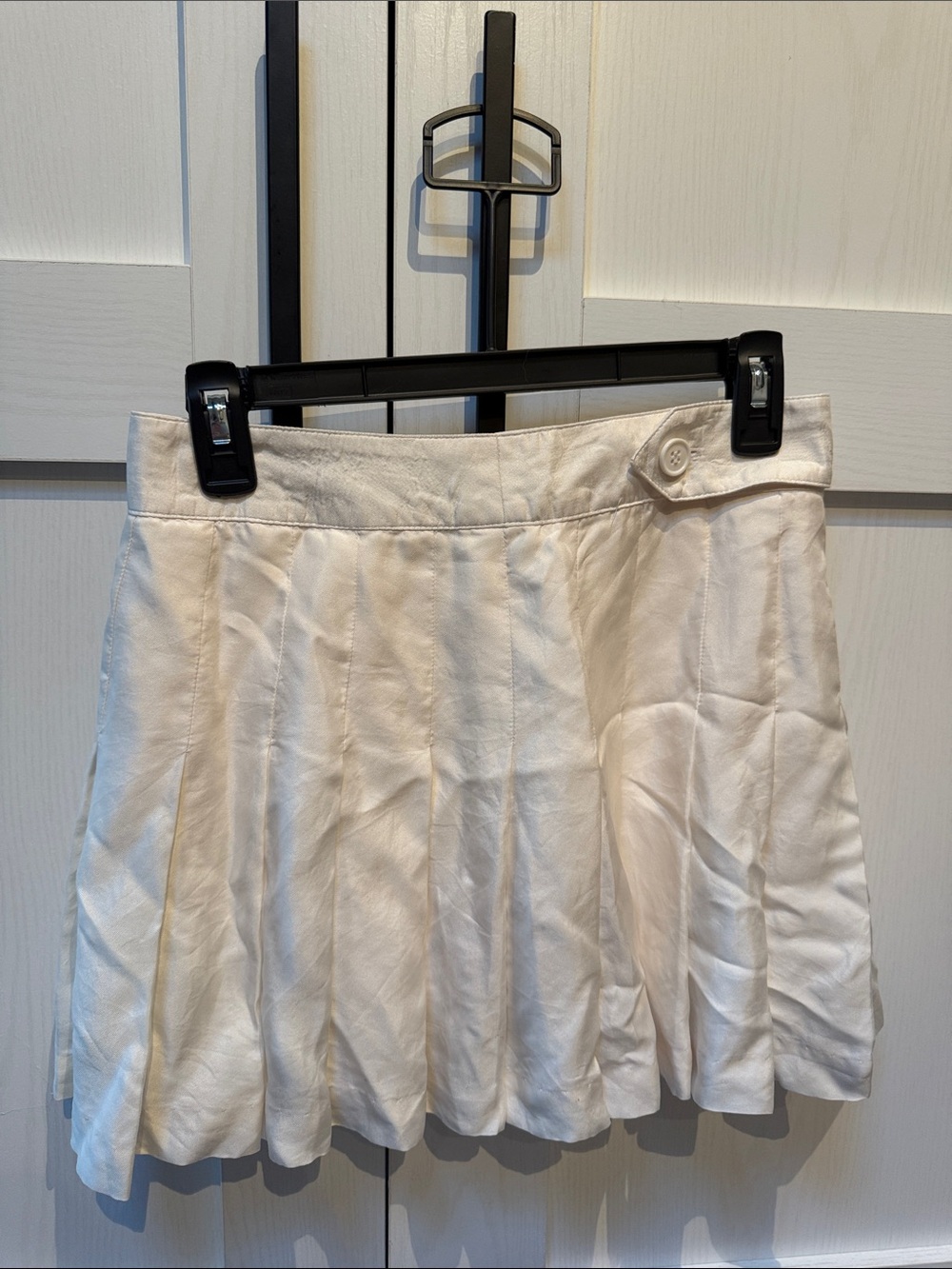 Vintage 100% Silk Cream Pleated Mini Skirt